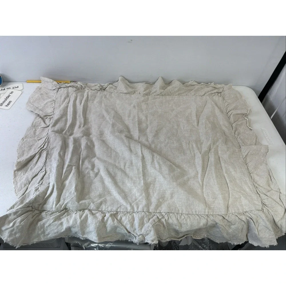 Pottery Barn Belgian Flax Linen Standard Shams Set of 2 Flax Beige Ruffle Edge